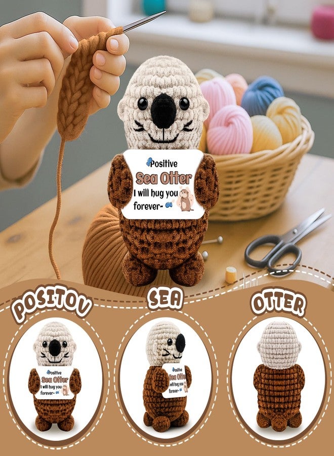 AICHPVOY Handmade Crochet Sea Otter Doll Inspirational Support Gift for Women Men Cute Desk Decor Perfect Birthday, Teacher, Retirement Thank You Gift - Image 5